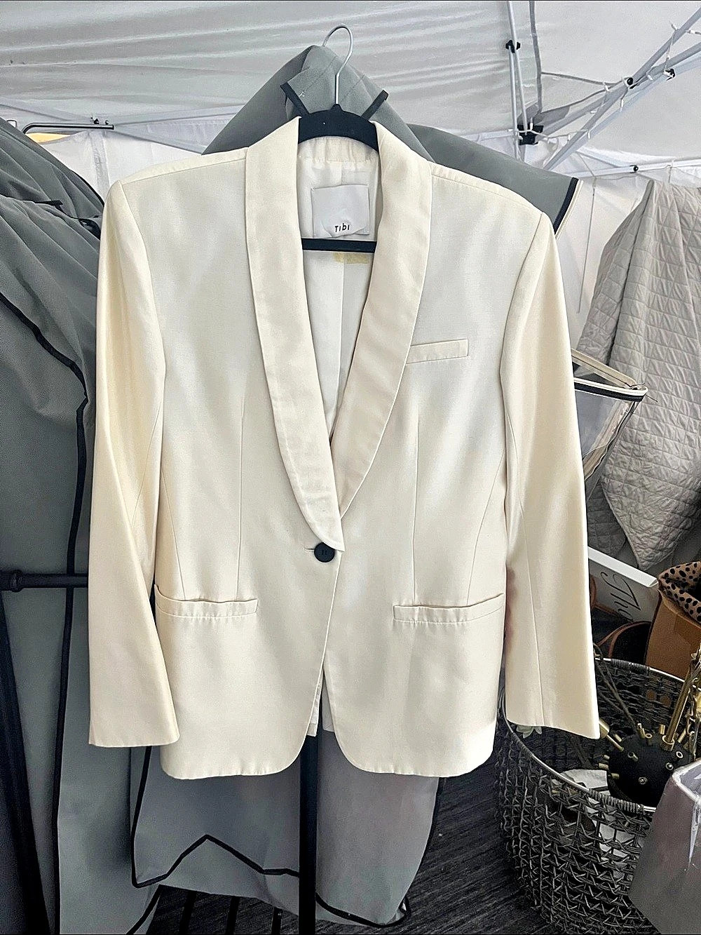 Tibi Leisure Suit Tuxedo Blazer Women's White Blazer